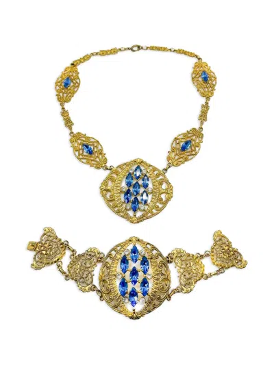 Pre-owned Jennifer Gibson Jewellery 1900s Filigree Bracelet And Necklace Set In Gold
