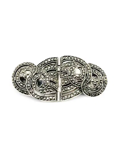 Pre-owned Jennifer Gibson Jewellery 1930s Art Deco Marcasite Dress Clip In Silver