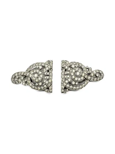 Pre-owned Jennifer Gibson Jewellery 1930s Ciro Art Deco Dress Clips In Silver