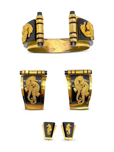 Pre-owned Jennifer Gibson Jewellery 1930s  Jean Painlevé Seahorse Suite Set In Gold