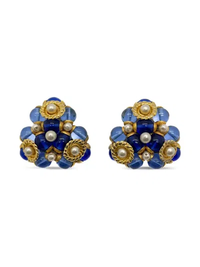 Pre-owned Jennifer Gibson Jewellery 1940s Cluster Earrings In Gold
