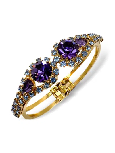 Pre-owned Jennifer Gibson Jewellery 1950s Crystal Clamper Bracelet In Gold