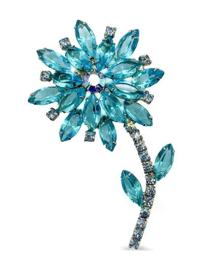 Pre-owned Jennifer Gibson Jewellery 1950s Crystal-embellished Brooch In Blue