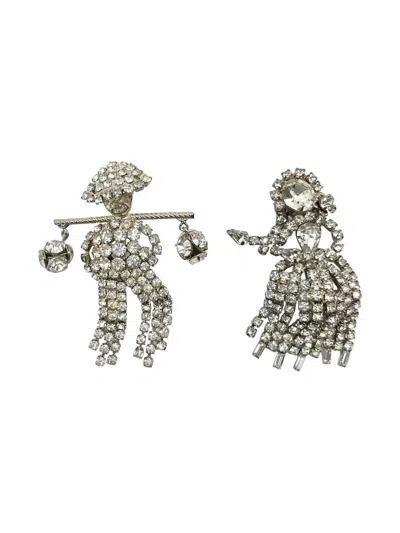 Pre-owned Jennifer Gibson Jewellery 1950s Pakula Figural Rhinestone Brooches In Silver