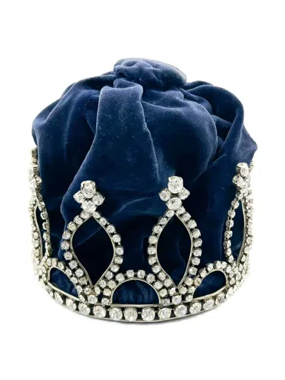 Pre-owned Jennifer Gibson Jewellery 1950s Paste Velvet Crown In Silver