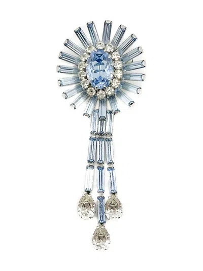 Pre-owned Jennifer Gibson Jewellery 1950s Schöffel Crystal Droplet Brooch In Silver