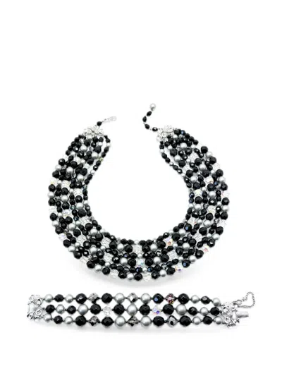 Pre-owned Jennifer Gibson Jewellery 1950s Schiaparelli Monochrome Necklace Demi-parure In Black