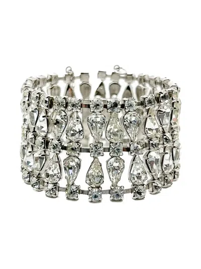 Pre-owned Jennifer Gibson Jewellery 1950s Teardrop-rhinestone Cocktail Bracelet In Silver