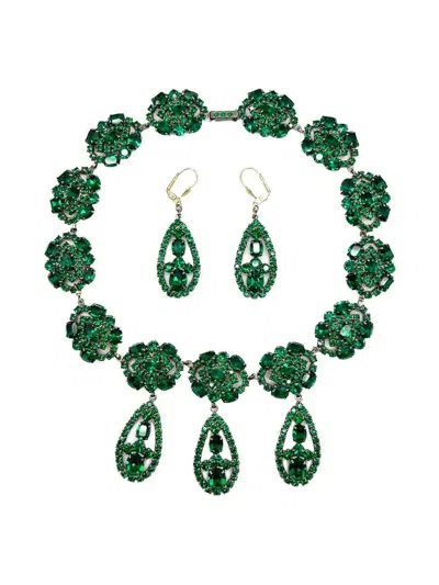 Pre-owned Jennifer Gibson Jewellery 1960's Georgian Style Necklace Set In Green