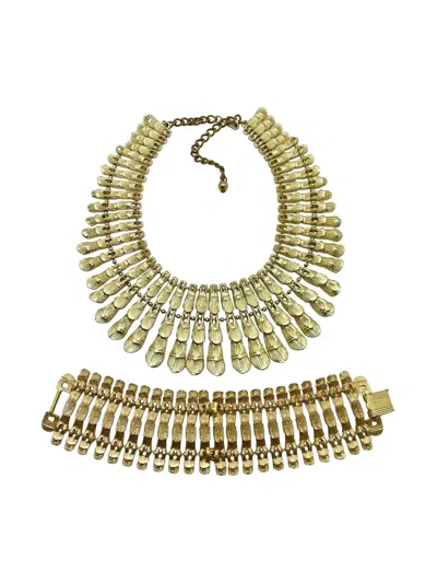 Pre-owned Jennifer Gibson Jewellery 1960s Cleopatra Gold-plated Necklace And Bracelet Set