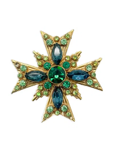 Pre-owned Jennifer Gibson Jewellery 1960s Cruciform Brooch In Gold