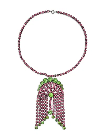 Pre-owned Jennifer Gibson Jewellery 1960s Crystal Tassel Necklace In Silver