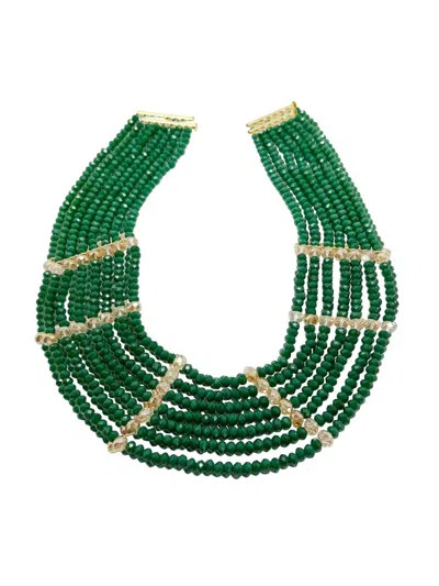 Pre-owned Jennifer Gibson Jewellery 1960s Glass Bib Necklace In Green