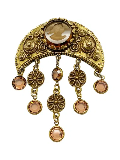 Pre-owned Jennifer Gibson Jewellery 1960s Goldette Intaglio Crescent Brooch