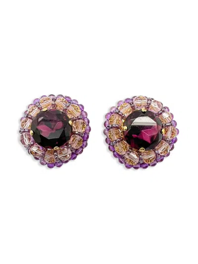 Pre-owned Jennifer Gibson Jewellery 1960s  Vintage Grand Amethyst Crystal Clip-on Earrings In Purple