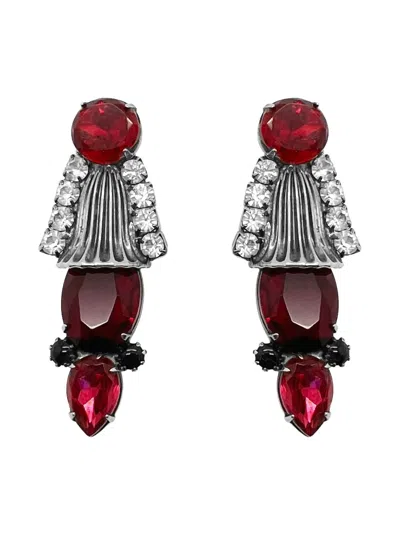Pre-owned Jennifer Gibson Jewellery 1960s Ruby Glass Earrings In Silver