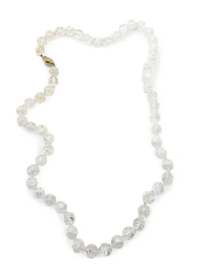 Pre-owned Jennifer Gibson Jewellery 1970s 9ct Yellow Gold Crackle Rock Crystal Necklace In White