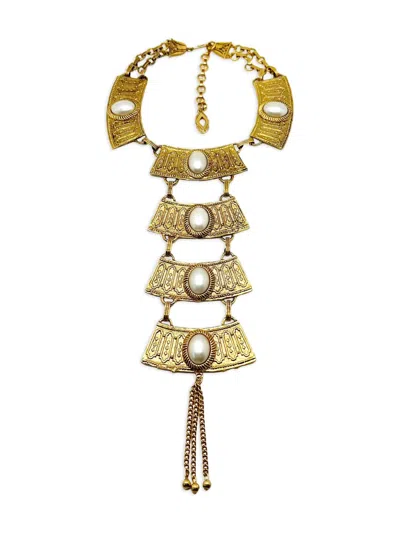 Pre-owned Jennifer Gibson Jewellery 1970s Egyptian Grand Bib Necklace In Gold