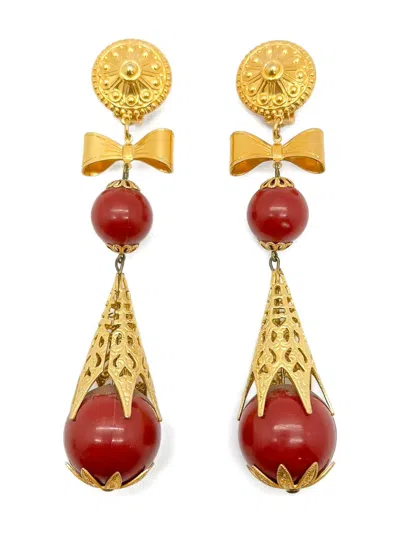 Pre-owned Jennifer Gibson Jewellery 1970s Filigree Bomb Earrings In Gold