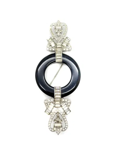 Pre-owned Jennifer Gibson Jewellery 1970s Kenneth Jay Lane Deco Brooch In Silver