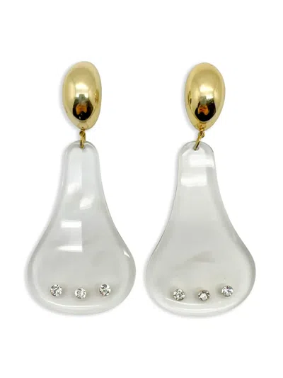 Pre-owned Jennifer Gibson Jewellery 1970s  Space Age Drop Clip-on Earrings In 金色