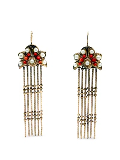 Pre-owned Jennifer Gibson Jewellery 1970s Victorian Tassel Earrings In Gold