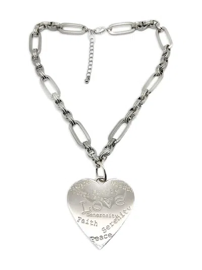 Pre-owned Jennifer Gibson Jewellery 1980's Edouard Ramboud Heart Message Necklace In Silver