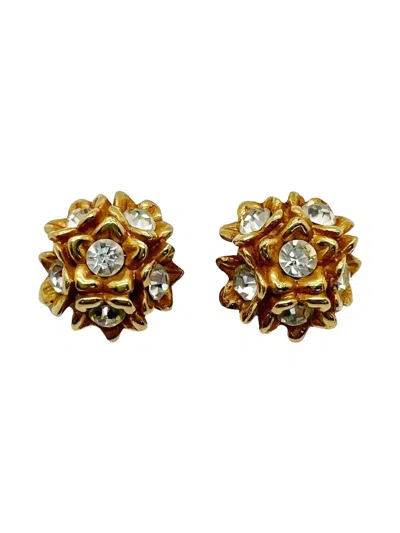 Pre-owned Jennifer Gibson Jewellery 1980s Alexis Lahellec Floral-cluster Earrings In Gold