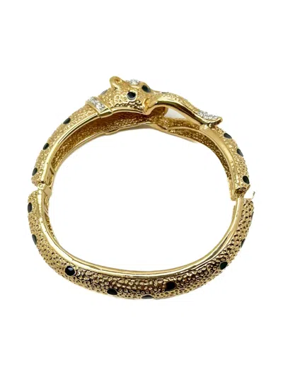 Pre-owned Jennifer Gibson Jewellery 1980s Attwood & Sawyer Big Cat Cuff Bracelet In Gold