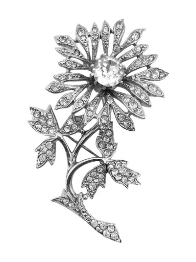 Pre-owned Jennifer Gibson Jewellery 1980s Attwood Sawyer Floral Brooch In Silver