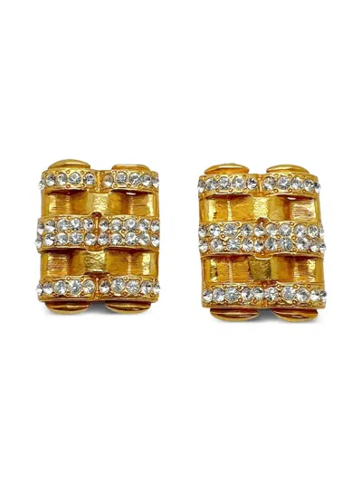 Pre-owned Jennifer Gibson Jewellery 1980s Butler & Wilson Deco Earrings In Gold