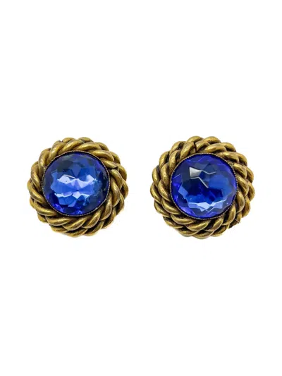 Pre-owned Jennifer Gibson Jewellery 1980s Butler & Wilson Gemstone Earrings In Gold