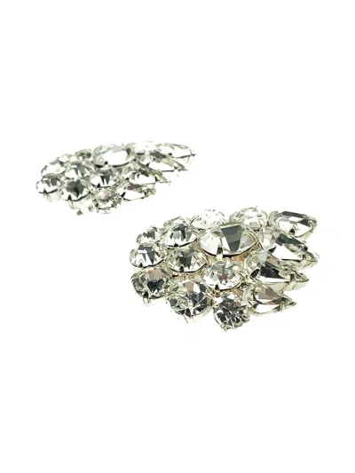Pre-owned Jennifer Gibson Jewellery 1980s Crystal Cluster Earrings In Silver