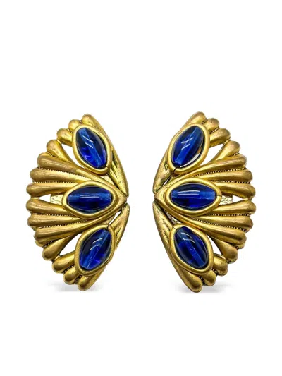 Pre-owned Jennifer Gibson Jewellery 1980s French Fan Earrings In Gold