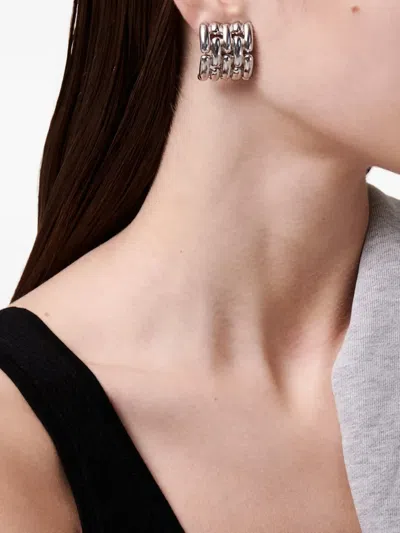 Pre-owned Jennifer Gibson Jewellery 1980s Givenchy Watch Link Earrings In Silver