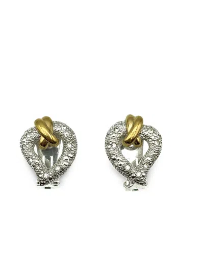Pre-owned Jennifer Gibson Jewellery 1980s Heart Crystal Earrings In Silver