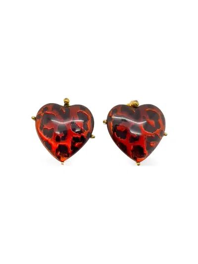 Pre-owned Jennifer Gibson Jewellery 1980s Heart Earrings In Gold