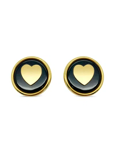 Pre-owned Jennifer Gibson Jewellery 1980s Heart Earrings In Gold
