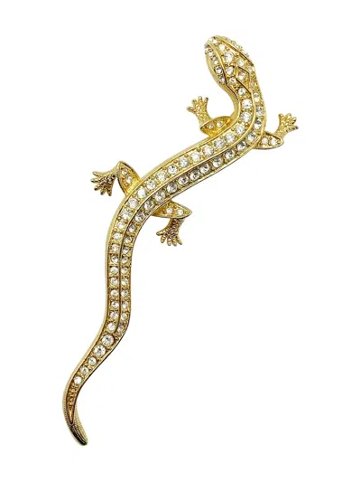 Pre-owned Jennifer Gibson Jewellery 1980s Lizard Brooch In Gold