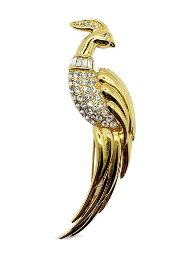 Pre-owned Jennifer Gibson Jewellery 1980s Monet Bird Of Paradise Brooch In Gold