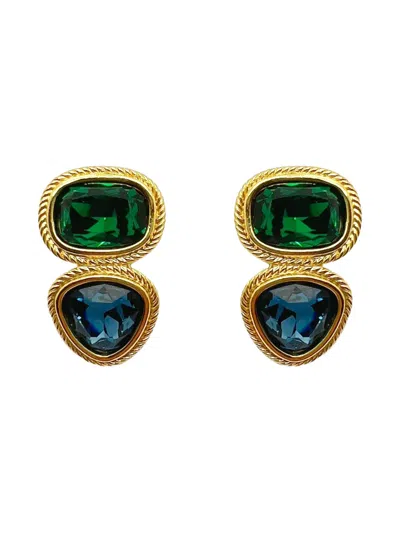 Pre-owned Jennifer Gibson Jewellery 1980s Napier Crystal Earrings In Gold