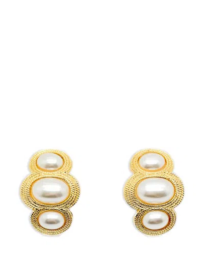 Pre-owned Jennifer Gibson Jewellery 1980s Napier Huggie Earrings In Gold