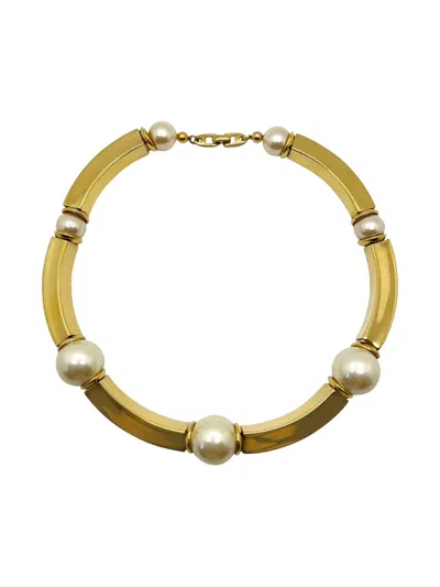 Pre-owned Jennifer Gibson Jewellery 1980s Napier Pearl Collar Necklace In Gold
