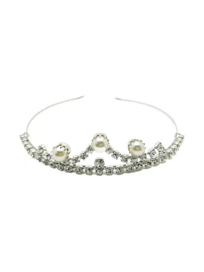 Pre-owned Jennifer Gibson Jewellery 1980s Pearl Crystal Tiara In Silver