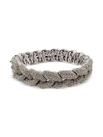 Pre-owned Jennifer Gibson Jewellery 1980s  Ciner Crystal-embellished Bracelet In Silver