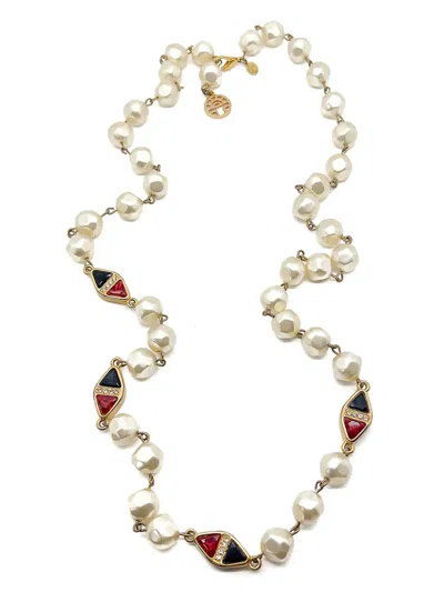 Pre-owned Jennifer Gibson Jewellery 1980s  Louis Féraud Faux-pearl Necklace In Gold