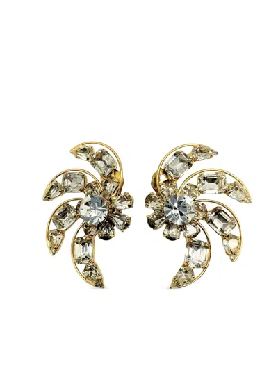 Pre-owned Jennifer Gibson Jewellery 1980s  Swirl Clip-on Earrings In Gold