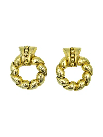Pre-owned Jennifer Gibson Jewellery 1980s Statement Door Knocker Earrings In Gold