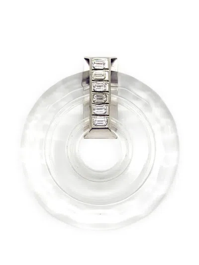 Pre-owned Jennifer Gibson Jewellery 1980s Versace Art Deco Brooch In Silver