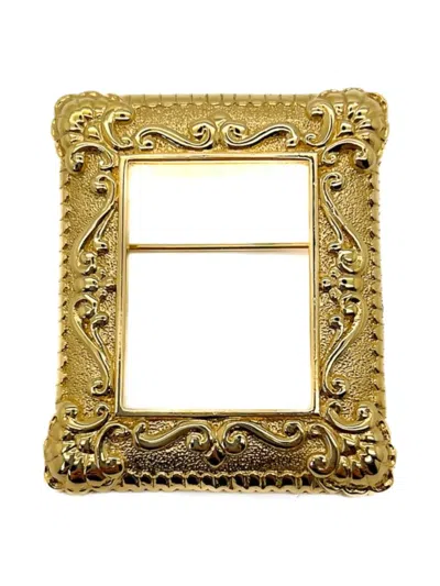 Pre-owned Jennifer Gibson Jewellery 1980s X Givenchy Picture Frame Brooch In Gold